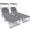 Transat pare soleil Textilene et range magazine Lot de 2 pcs Gris - voonot.com