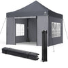 Tonnelle de jardin renforcée 3x3m pliable avec 4 parois et sac de transport a roulette gris - voonot.com