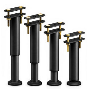 Lot de 4 Pieds de meubles lits Hauteur reglables 18-32 cm en metal noir - voonot.com