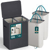 Panier a linge 2 compartiments et sacs amovibles auto ajustant avec couvercle 150L Anthracite - voonot.com