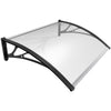 Auvent de porte marquise 120x80 cm transparent en Polycarbonate anti UV Noir - voonot.com
