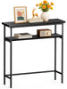 Console table 2 niveaux style industriel en metal et MDF 80x24x80 cm Noir - voonot.com