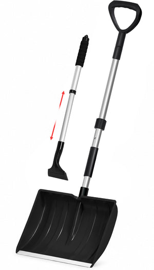Pelle à Neige Démontable avec Manche en Aluminium avec Grattoir Télescopique Noir - voonot.com