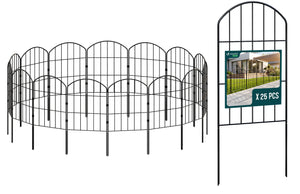 Lot de 25 Clotures de Jardin Decorative en Metal 33x61 cm Noir