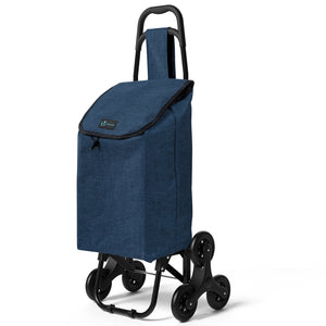 Chariot de courses pliable monte escalier bleu marine - voonot.com