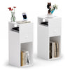 Lot de 2 Table de chevet d’appoint avec tiroir et compartiment 25x30x66cm blanc - voonot.com