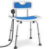 Chaise de douche avec dossier ergonomique a hauteur reglable en aluminum HDPE bleu - voonot.com