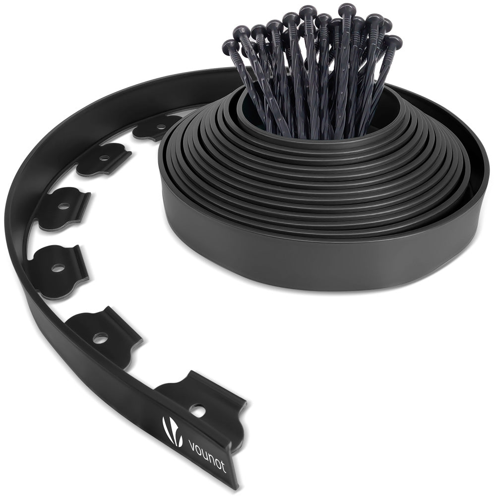 Bordure de jardin plastique flexible 10m avec piquets noir - voonot.com