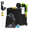 Tuyau d’Arrosage Extensible 15m avec Récipient Savon et accessoires noir - voonot.com