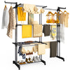Sechoir a linge etendoir extensible 4 Niveaux 190x64x170cm noir-gris - voonot.com