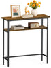 Console table 2 niveaux style industriel en metal et MDF 80x24x80 cm Marron - voonot.com