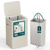 Panier a linge 1 compartiment et sac amovible auto ajustant avec couvercle 90L Beige - voonot.com