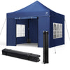 Tonnelle de jardin renforcée 3x3m pliable avec 4 parois et sac de transport a roulette bleue - voonot.com