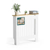 Cache radiateur en MDF avec lattes et etagere 78×19×82 cm Blanc Chêne - voonot.com