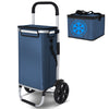 Chariot de course pliable aluminium 2 roues avec sac isotherme bleu marine - voonot.com