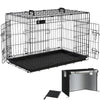 Cage pour chien pliable avec 2 portes verrouillable plateau amovible et housse de protection 92x58x64cm - voonot.com