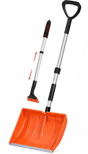 Pelle à Neige Démontable avec Manche en Aluminium avec Grattoir Télescopique Orange - voonot.com