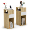 Lot de 2 Table de chevet d’appoint avec tiroir et compartiment 25x30x66cm naturel - voonot.com