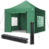 Tonnelle de jardin renforcée 3x3m pliable avec 4 parois et sac de transport a roulette verte - voonot.com
