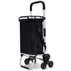 Chariot de courses pliable monte escalier aluminium avec sac isotherme noir - voonot.com