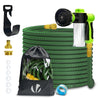 Tuyau d’Arrosage Extensible 15m avec Récipient Savon et accessoires vert - voonot.com