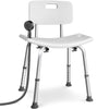 Chaise de douche avec dossier ergonomique a hauteur reglable en aluminum HDPE blanc - voonot.com