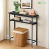 Console table 2 niveaux style industriel en metal et MDF 80x24x80 cm Noir - voonot.com