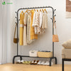 Portant a Vetements avec etagere Chaussures 8 Crochets Lateraux 110x41x150cm metal Noir - voonot.com