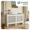 Cache radiateur en MDF avec lattes et etagere 152×19×82 cm Blanc - voonot.com