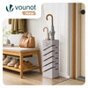 Porte-parapluies Metal avec bac de recuperation eau et 4 Crochets Motif Diagonal 15.5 x 15.5 x 43.5 cm beige - voonot.com