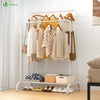 Portant a Vetements Double avec etagere Chaussures 4 Crochets Lateraux 108x58x146cm metal Blanc - voonot.com