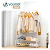 Portant a vetement double avec 2 niveaux etageres chaussures 4 Crochets Lateraux 108x35x145cm metal Blanc - voonot.com