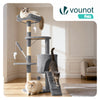 Arbre a chat 112cm multi niveaux Griffoir et niche Gris - voonot.com