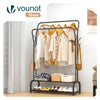 Portant a vetement double avec 2 niveaux etageres chaussures 4 Crochets Lateraux 108x35x145cm metal Noir - voonot.com
