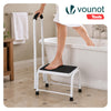 Marche pied en acier avec barre d’appui plateforme antiderapante 38x26cm blanc - voonot.com