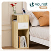 Lot de 2 Table de chevet d’appoint avec tiroir et compartiment 25x30x66cm naturel - voonot.com