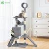 Arbre à Chat 154cm avec Griffoir Plateforme Niche XXL Gris - voonot.com