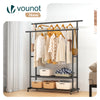 Portant a Vetements double avec roulettes et 2 etageres de rangement 121x40x147cm metal Noir - voonot.com