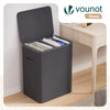 Panier a linge 2 compartiments et sacs amovibles auto ajustant avec couvercle 150L Anthracite - voonot.com