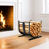 Range Buche Support a bois avec Sangle de Sécurité 41x37x39.5cm en Metal noir - voonot.com