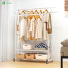 Portant a Vetements double avec roulettes et 2 etageres de rangement 120x40x146cm metal Blanc - voonot.com