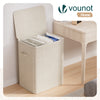 Panier a linge 2 compartiments et sacs amovibles auto ajustant avec couvercle 150L Beige - voonot.com