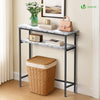 Console table 2 niveaux style industriel en metal et MDF 80x24x80 cm Blanc - voonot.com