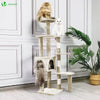 Arbre à Chat 138cm avec Griffoir Plateforme Niche et Capsule Spatiale beige - voonot.com