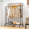 Portant a Vetements Double avec etagere Chaussures 4 Crochets Lateraux 110x58x150cm metal Noir - voonot.com