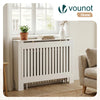 Cache radiateur en MDF avec lattes et etagere 111×19×82 cm Blanc - voonot.com