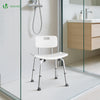 Chaise de douche avec dossier ergonomique a hauteur reglable en aluminum HDPE blanc - voonot.com
