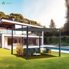Pergola retractable 3x3m en metal et toile Polyester haute densite 180g/m2 gris - voonot.com