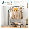 Portant a Vetements Double avec etagere Chaussures 4 Crochets Lateraux 108x58x146cm metal Noir - voonot.com
