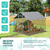 Enclos poulailler en metal galvanise et grillage avec bache PE 200x200x200cm - voonot.com